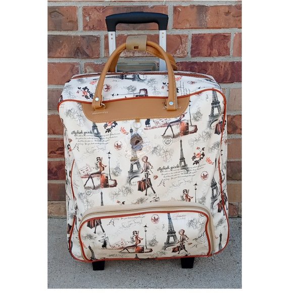 17" Suitcase with wheels Paris Scenes Carry-On Bag - Luggage with wheels - Picture 4 of 11